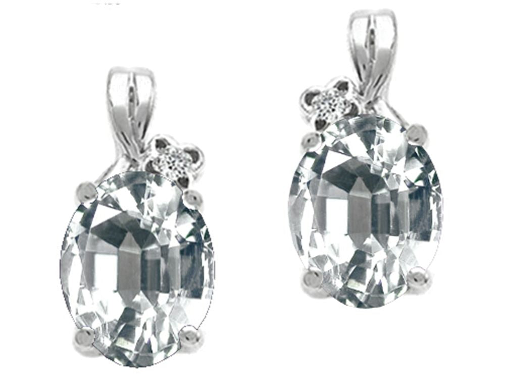 Tommaso Design Oval 8x6mm Genuine White Topaz Earrings