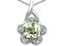 Tommaso Design Round 7 mm Green Amethyst Flower Pendant Necklace