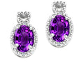 Tommaso Design Oval 7x5mm Genuine Amethyst Earrings