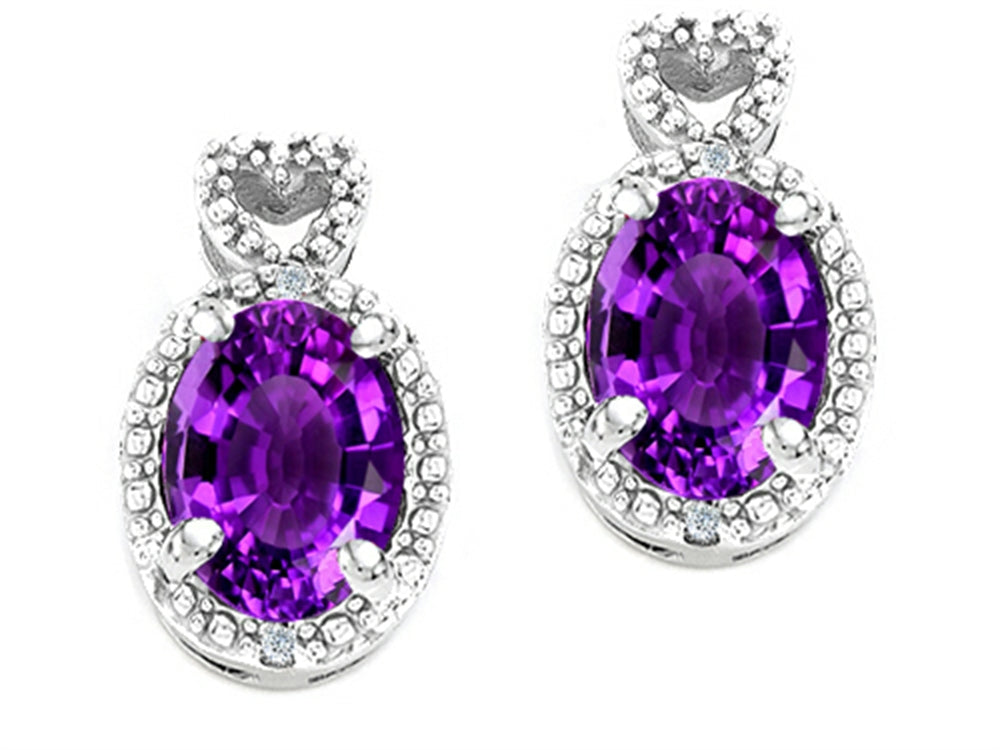 Tommaso Design Oval 7x5mm Genuine Amethyst Earrings