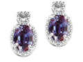 Tommaso Design Oval 7x5mm Simulated Alexandrite Earrings