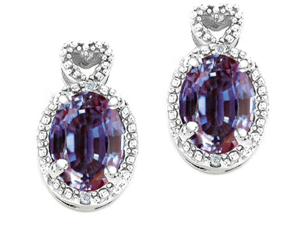 Tommaso Design Oval 7x5mm Simulated Alexandrite Earrings