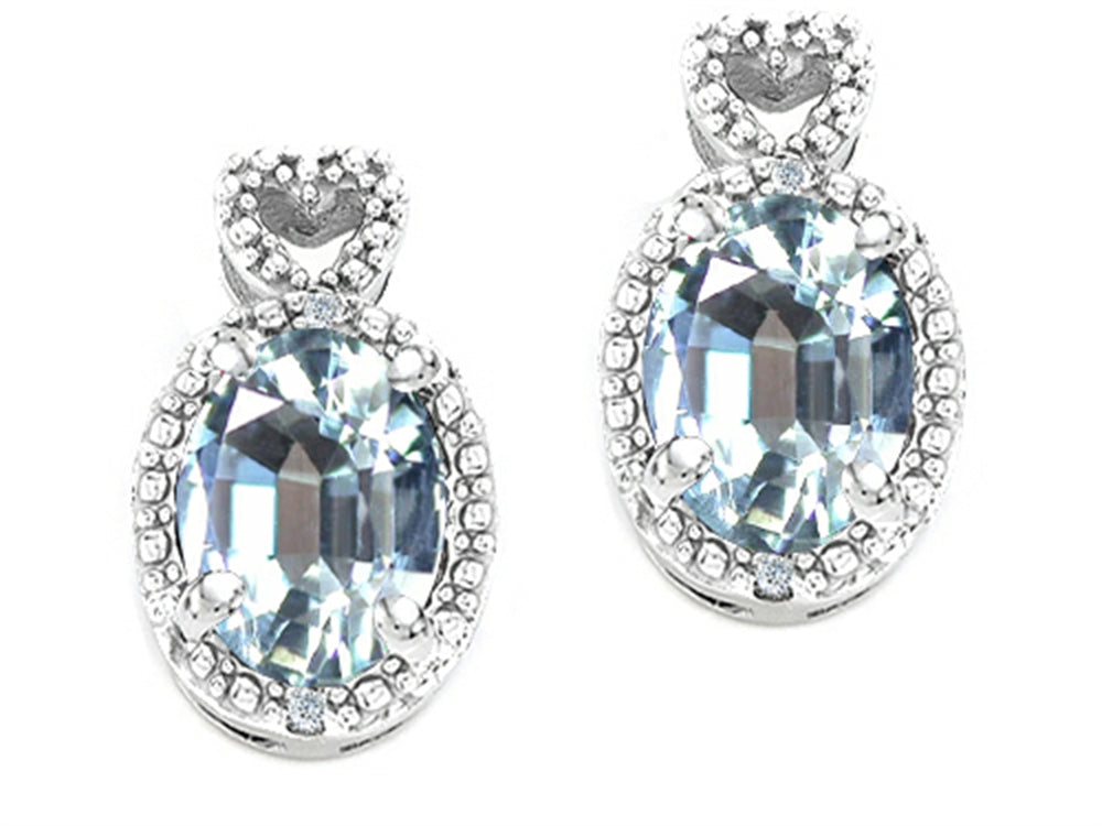 Tommaso Design Oval 7x5mm Genuine Aquamarine Earrings