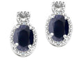 Tommaso Design Oval 7x5mm Genuine Black Sapphire Earrings