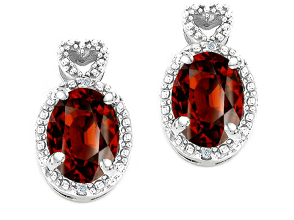 Tommaso Design Oval 7x5mm Genuine Garnet Earrings