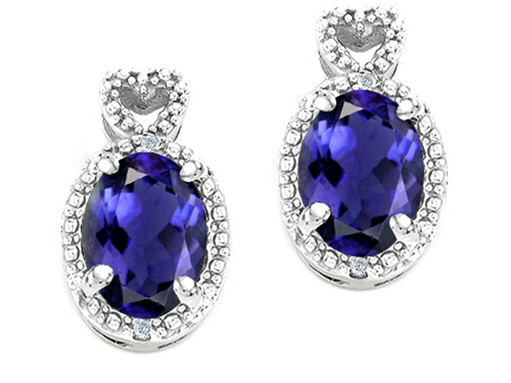Tommaso Design Oval 7x5mm Genuine Iolite Earrings