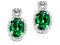 Tommaso Design Oval 7x5mm Simulated Emerald Earrings