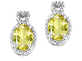 Tommaso Design Oval 7x5mm Genuine Lemon Quartz Earrings