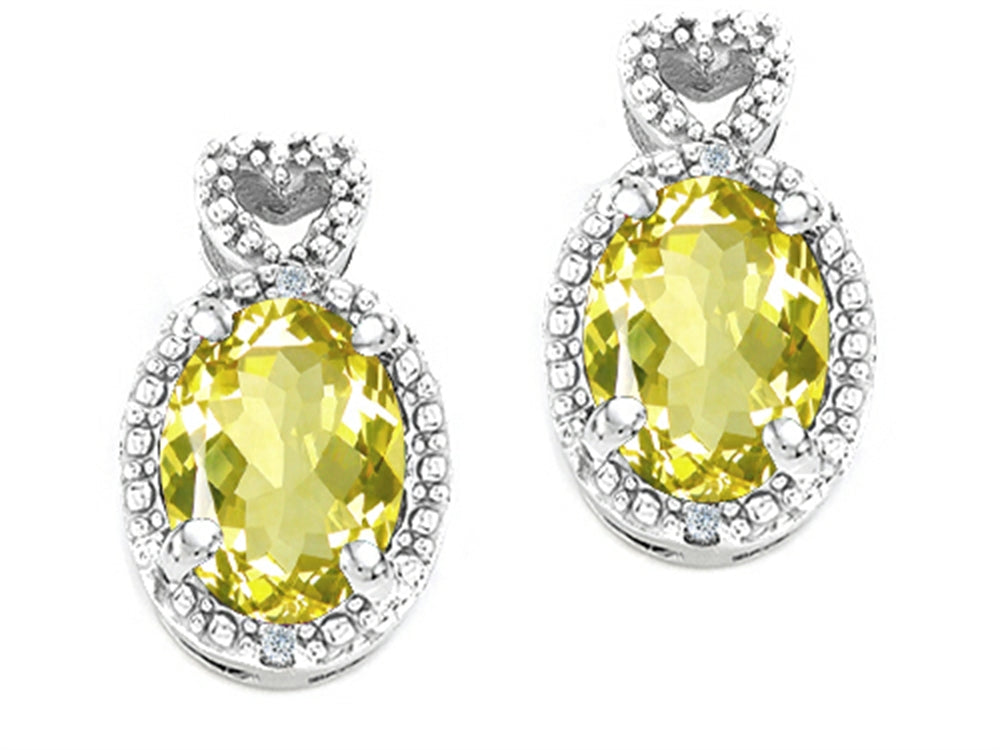 Tommaso Design Oval 7x5mm Genuine Lemon Quartz Earrings