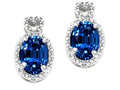 Tommaso Design Oval 7x5mm Created Blue Sapphire Earrings
