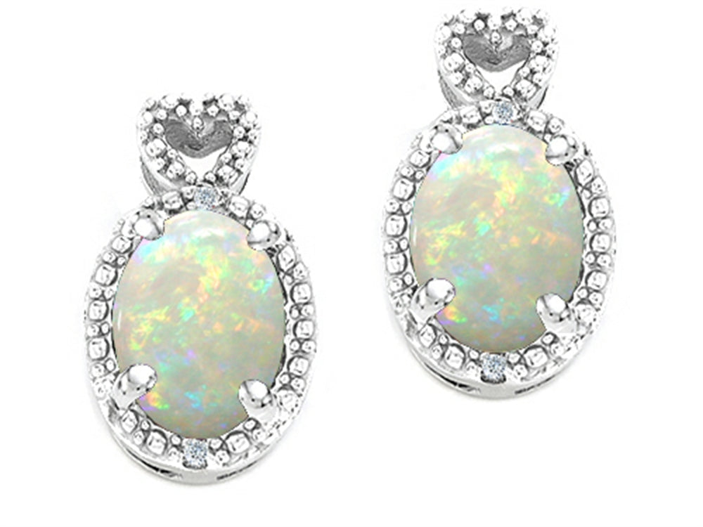 Tommaso Design Oval 7x5mm Genuine Opal Earrings