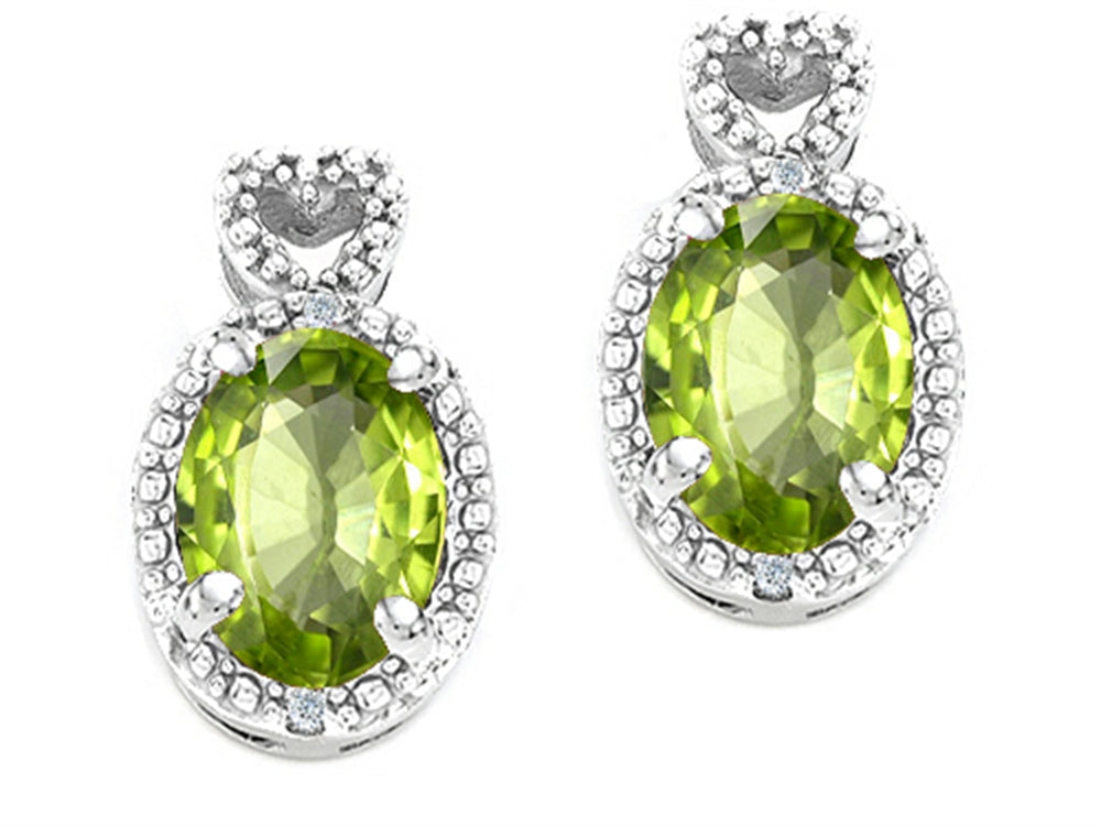 Tommaso Design Oval 7x5mm Genuine Peridot Earrings