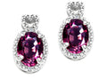 Tommaso Design Oval 7x5mm Genuine Rhodolite Earrings