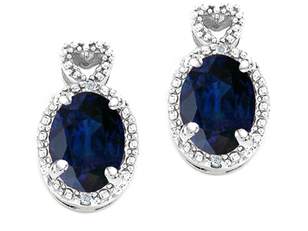 Tommaso Design Oval 7x5mm Genuine Sapphire Earrings