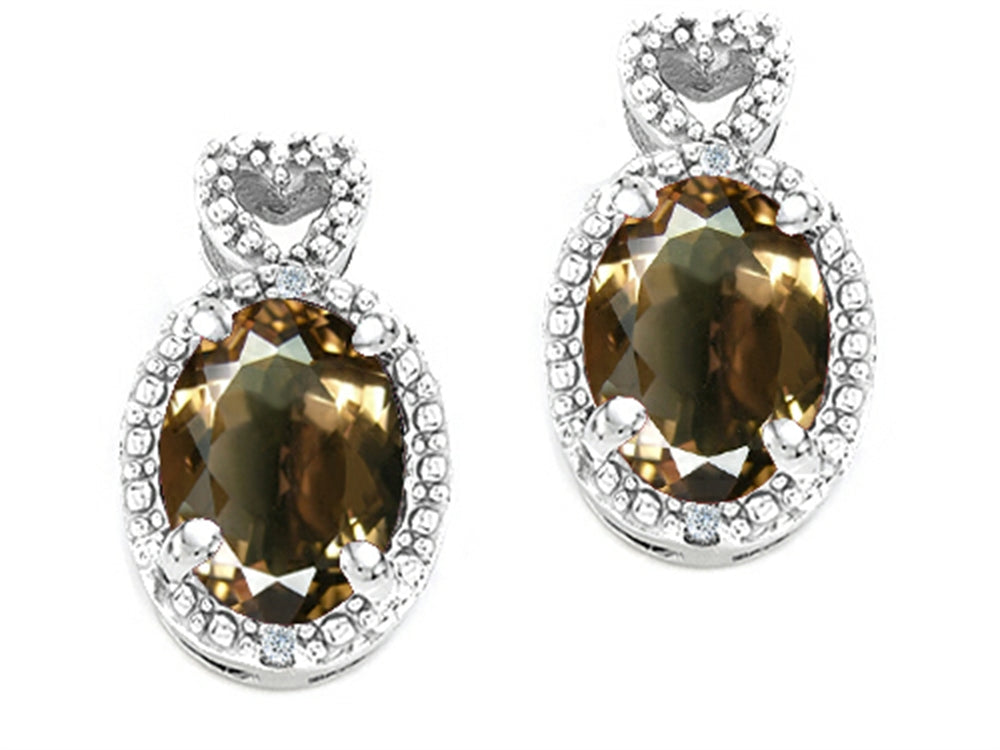 Tommaso Design™ Oval 7x5mm Genuine Smoky Quartz Earrings
