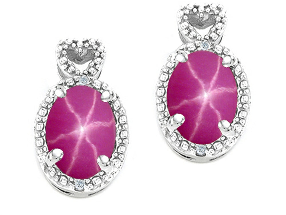 Tommaso Design Oval 7x5mm Created Star Ruby Earrings