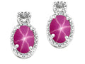 Tommaso Design Oval 7x5mm Created Star Ruby Earrings