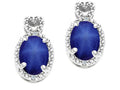 Tommaso Design Oval 7x5mm Created Star Sapphire Earrings