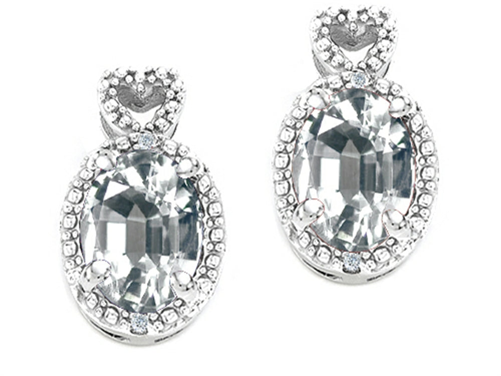 Tommaso Design Oval 7x5mm Genuine White Topaz Earrings