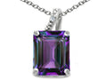 Tommaso Design Emerald Cut 10x8mm Simulated Alexandrite Pendant Necklace