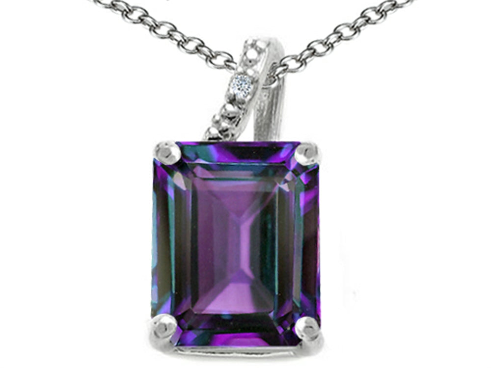 Tommaso Design Emerald Cut 10x8mm Simulated Alexandrite Pendant Necklace