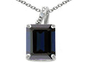 Tommaso Design Emerald Cut 10x8mm Genuine Black Sapphire Pendant Necklace