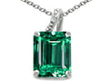 Tommaso Design Emerald Cut 10x8mm Simulated Emerald Pendant Necklace