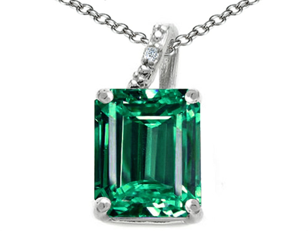 Tommaso Design Emerald Cut 10x8mm Simulated Emerald Pendant Necklace