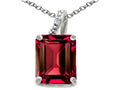 Tommaso Design Emerald Cut 10x8mm Created Ruby Pendant Necklace