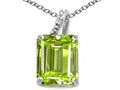 Tommaso Design Emerald Cut 10x8mm Genuine Peridot Pendant Necklace
