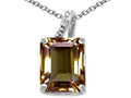 Tommaso Design Emerald Cut 10x8mm Genuine Smoky Quartz Pendant Necklace