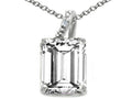 Tommaso Design Emerald Cut 10x8mm Genuine White Topaz Pendant Necklace