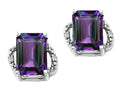 Tommaso Design Emerald Cut 8x6mm Simulated Alexandrite Earrings