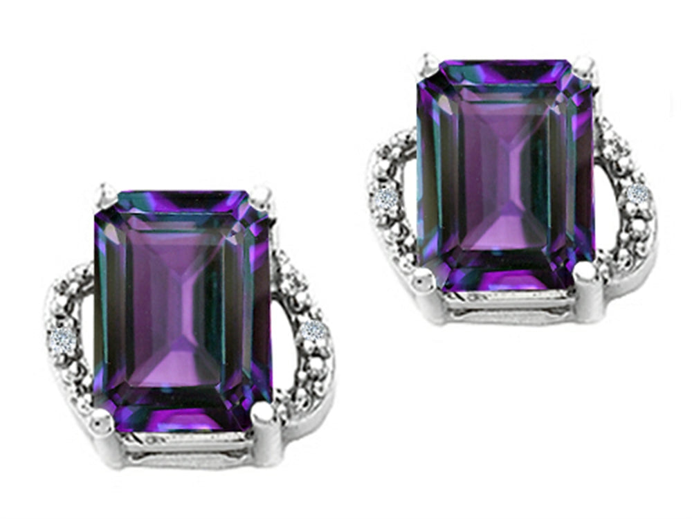 Tommaso Design Emerald Cut 8x6mm Simulated Alexandrite Earrings
