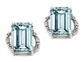 Tommaso Design Emerald Cut 8x6mm Genuine Aquamarine Earrings