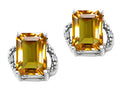 Tommaso Design Emerald Cut 8x6mm Genuine Citrine Earrings