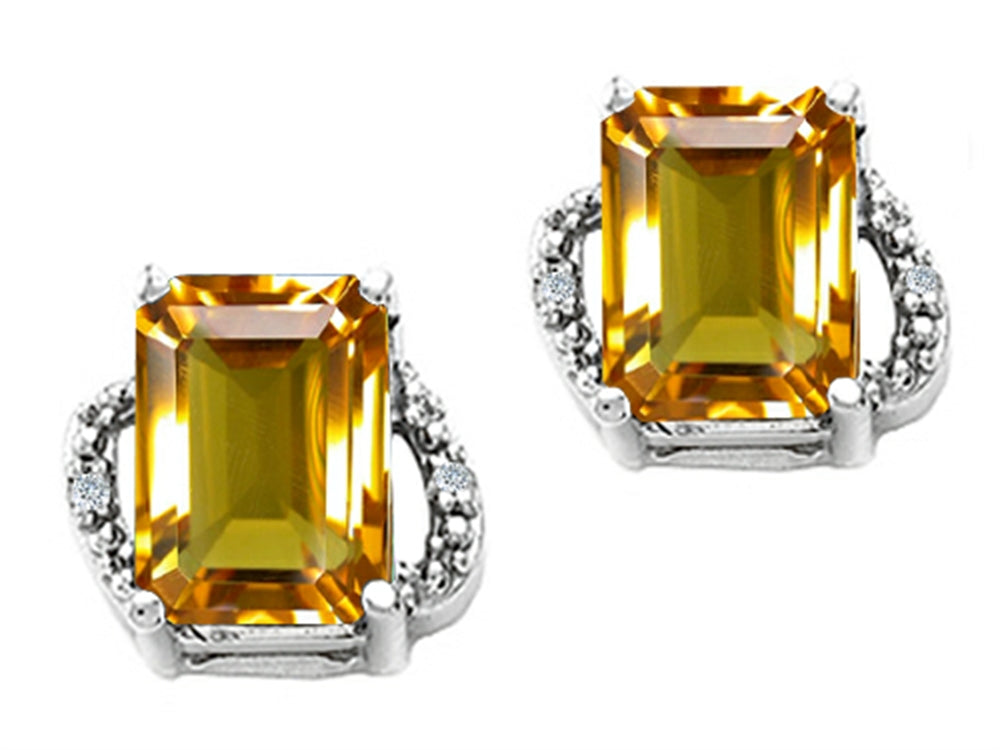 Tommaso Design Emerald Cut 8x6mm Genuine Citrine Earrings