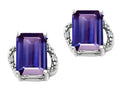 Tommaso Design Emerald Cut 8x6mm Genuine Iolite Earrings