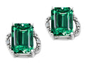 Tommaso Design Emerald Cut 8x6mm Simulated Emerald Earrings