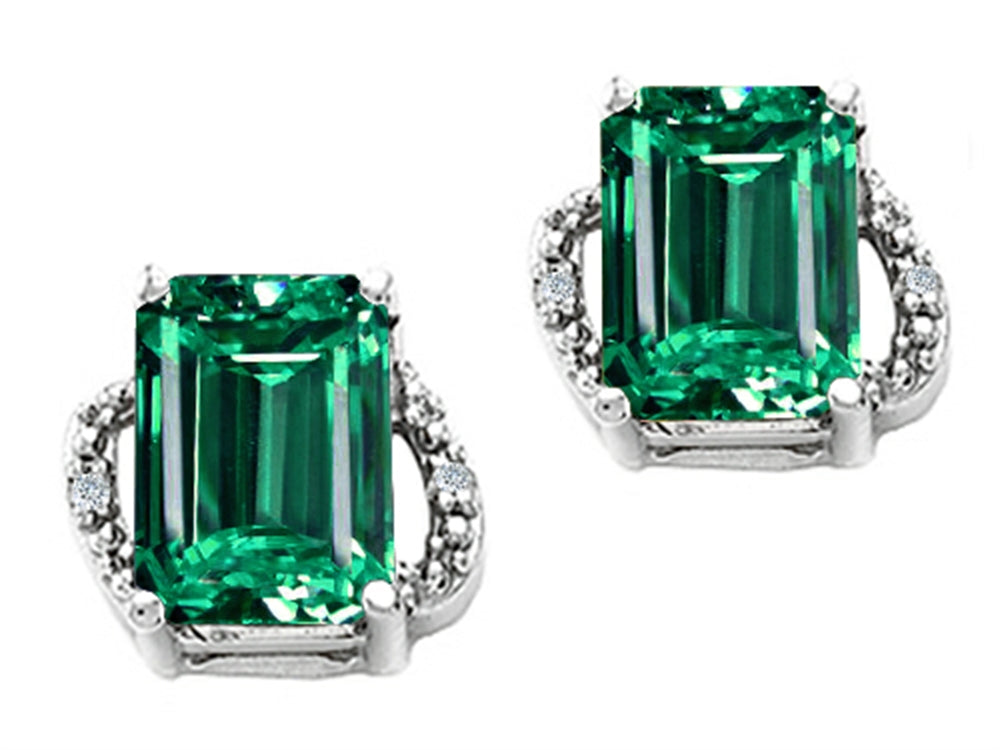 Tommaso Design Emerald Cut 8x6mm Simulated Emerald Earrings