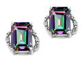 Tommaso Design Emerald Cut 8x6mm Rainbow Mystic Topaz Earrings