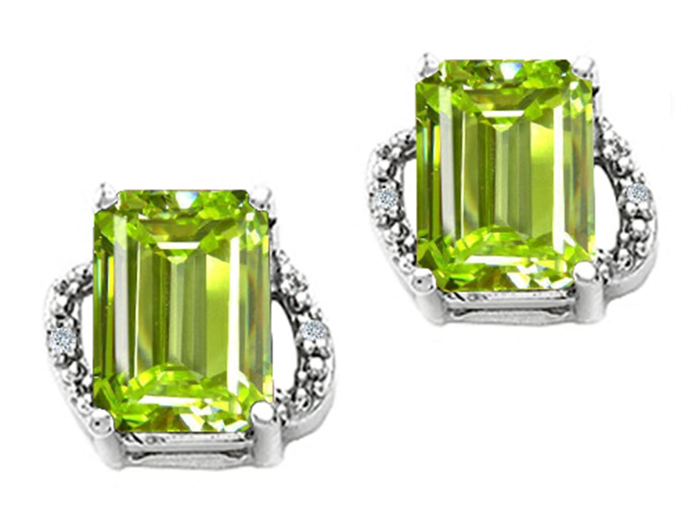 Tommaso Design Emerald Cut 8x6mm Genuine Peridot Earrings
