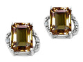 Tommaso Design Emerald Cut 8x6mm Genuine Smoky Quartz Earrings