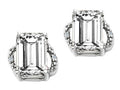 Tommaso Design Emerald Cut 8x6mm Genuine White Topaz Earrings