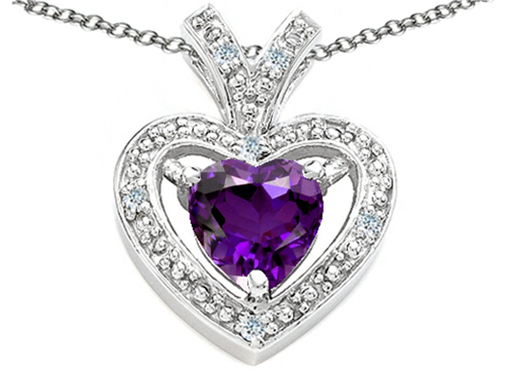 Tommaso Design Heart Shape 6 mm Genuine Amethyst Pendant Necklace