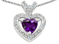 Tommaso Design Heart Shape 6 mm Genuine Amethyst Pendant Necklace