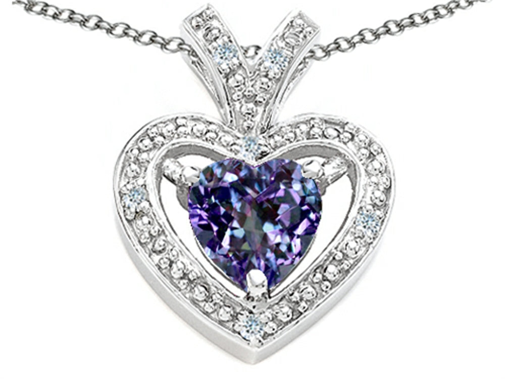 Tommaso Design Heart Shape 6 mm Simulated Alexandrite Pendant Necklace
