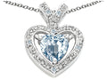 Tommaso Design Heart Shape 6 mm Genuine Aquamarine Pendant Necklace