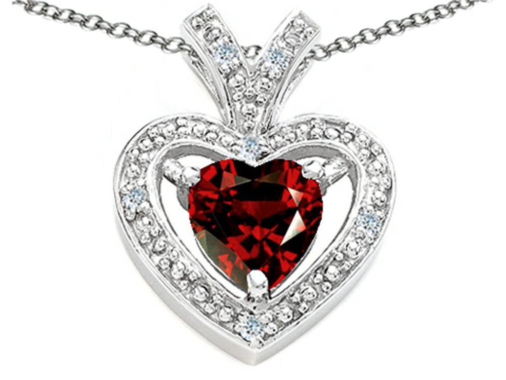 Tommaso Design Heart Shape 6 mm Genuine Garnet Pendant Necklace
