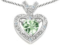 Tommaso Design Heart Shape 6 mm Green Amethyst Pendant Necklace